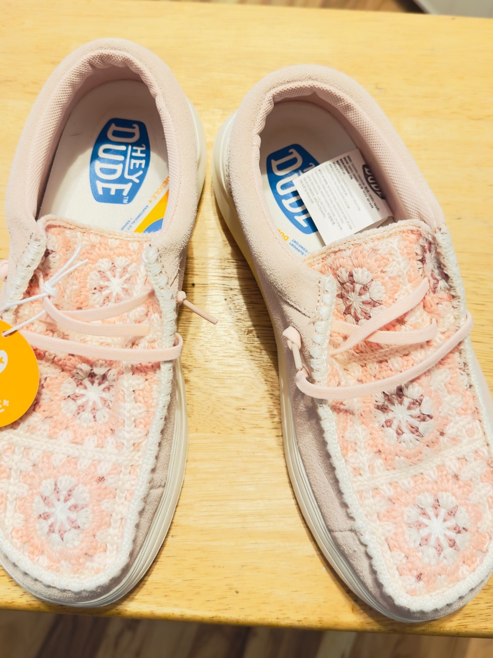 Hey Dude Blush Crochet Lace-Up Slip-Ons